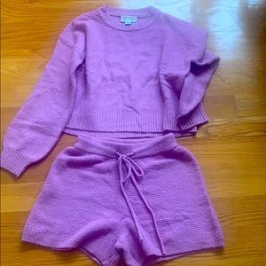 Anthropologie Pink Knit Sweater and Shorts Set